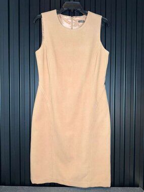J.McLaughlin Carissa Sheath Dress Tan Doeskin Pintuck Size 8 NWT Professional 8